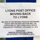 Mail Returns to Lyons Post Office